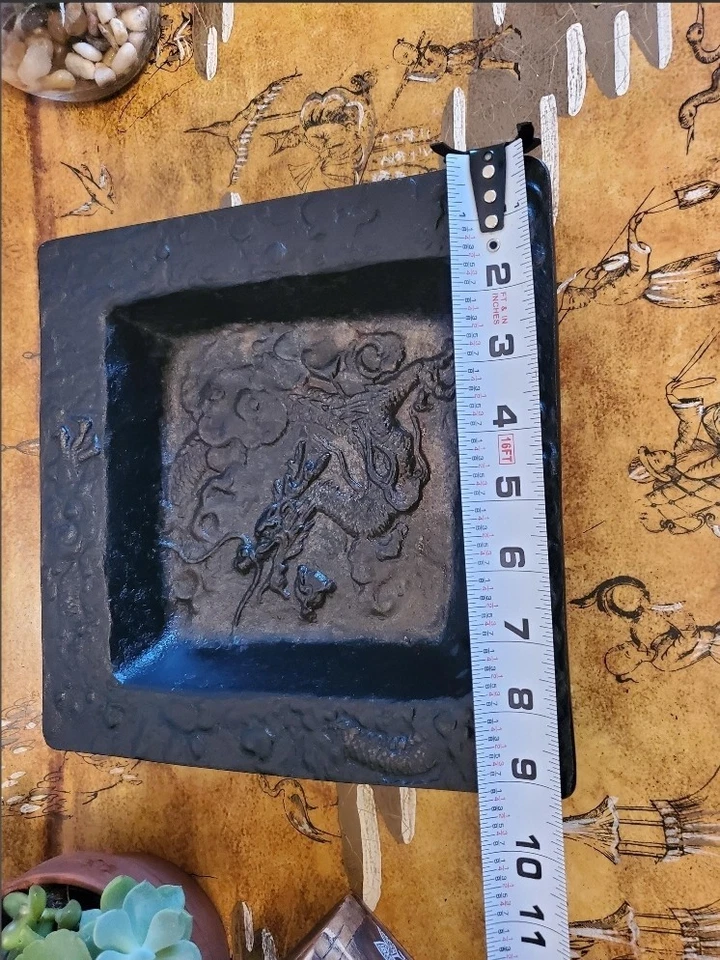 Bandeja/queimador de incenso vintage de ferro fundido Dragon Ash 9 polegadas - Imagem 3 de 4