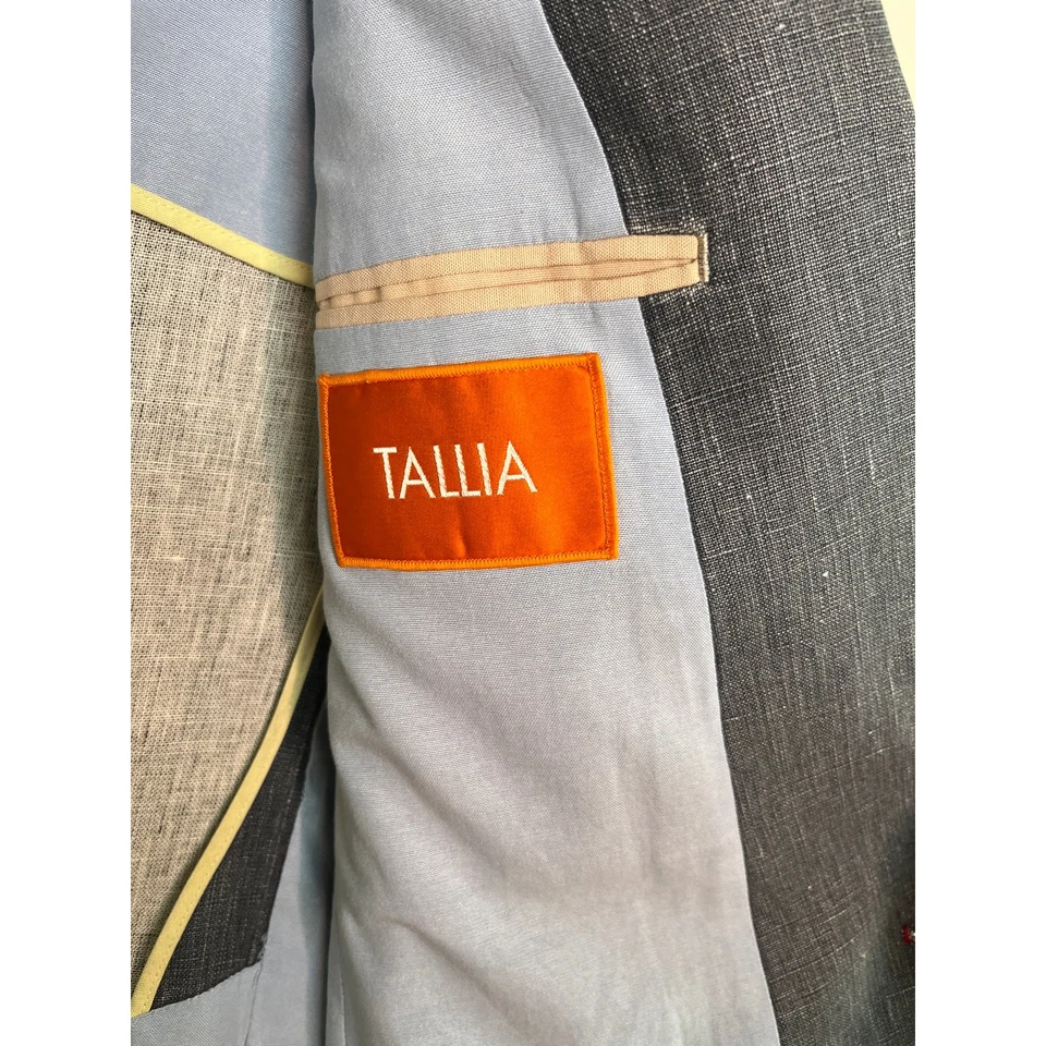 Blazer Corporativo Tallia Chambray Denim Lino Azul Dos Botones Doble Ventilación 42 R Foto 2 de 4