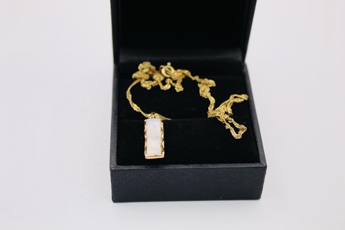 Natural Rainbow Moonstone Pendant In 14k Gold Overlay Sterling Silver & Chain - Picture 18 of 20