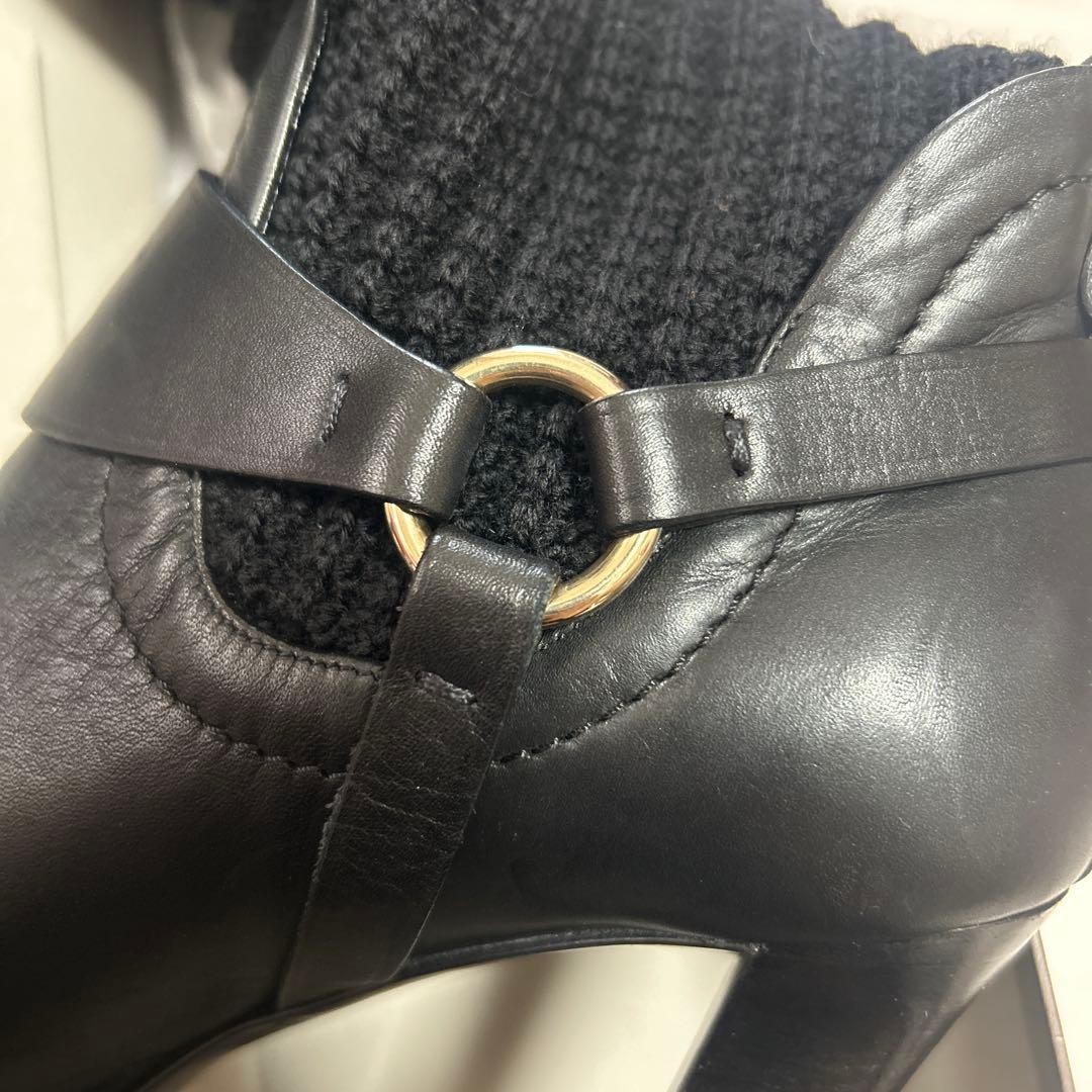 GUCCI Boots Heel Leather/knit Black EU37.5/US7.5 116449c thumbnail 7