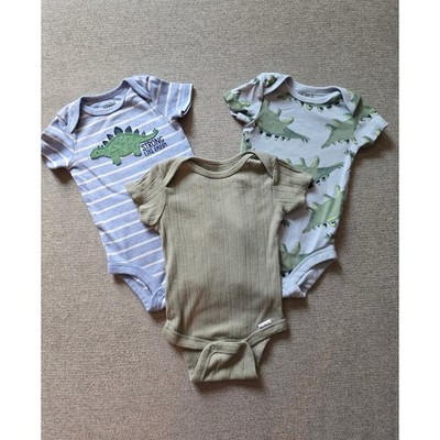 Carter's Gerber Baby Boy 0-3M Dinosaur Bodysuit Bundle Set of 3 Onsies