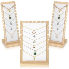 3 Pcs/Set Necklace Display Stand, Natural Bamboo Necklace Holder Stand Bracel...