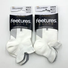 Feetures 2 Pack Elite Light Cushion No Show Tab Socks Athletic White Size XL