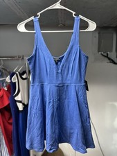Express Womens Size S Blue V-Neck Strappy Sleeveless Fit & Flare Dress