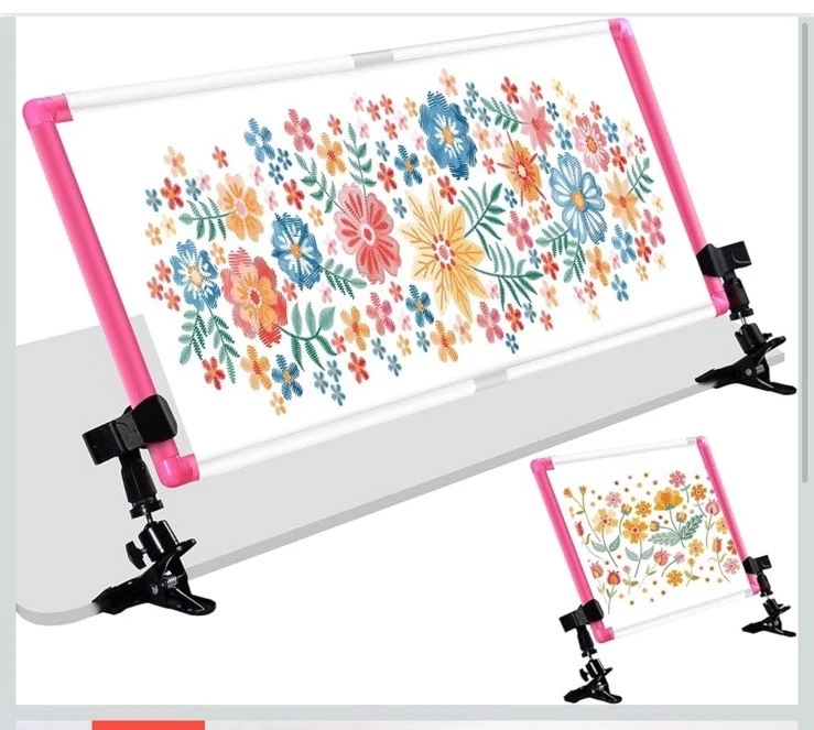 Adjustable Rotated Beech Wood Scroll Frame Embroidery Hoop Stand Hands-Free - Image 3 of 4