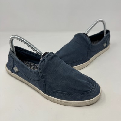 Sanuk Pair O Dice Slip On Sneakers Blue Denim Wash Canvas Women's Size 8