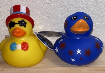 Patriotic Rubber Duck Set of 2 Uncle Sam & Stars July 4th NWT USA
