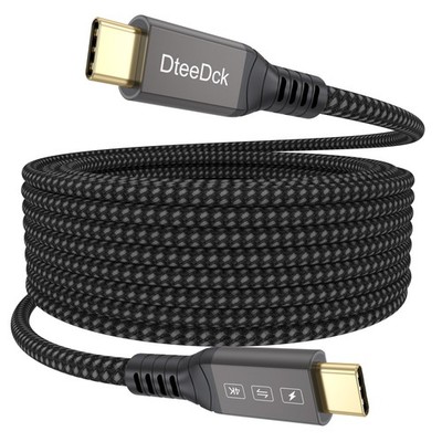 DteeDck USB C Monitor Cable 20ft, 4K@144Hz USBC 3.2 Gen 2 Video 20 Feet, Grey