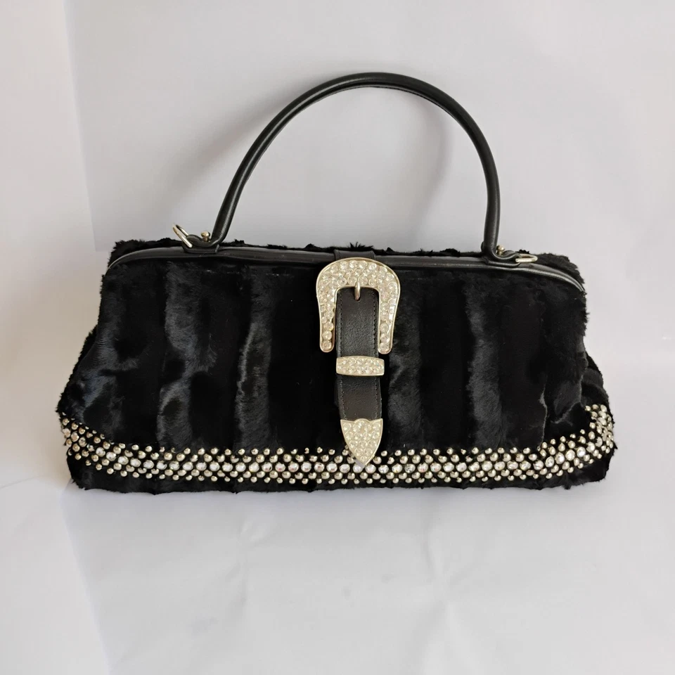 Bolso de mano vintage Raviani negro imitación piel estrás alfombra de fin de semana médico Foto 2 de 4