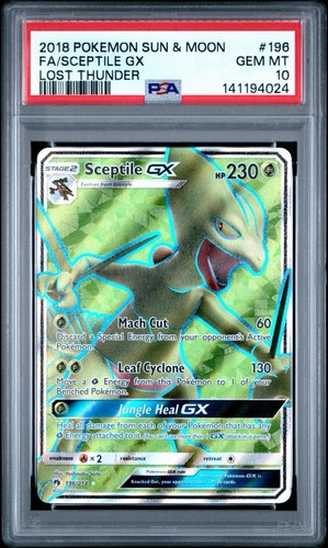 Pokemon Sceptile GX Full Art Holo Ultra Rare 196/214 SM Lost Thunder 2018 PSA 10