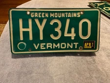 1985 Vermont License Plate HY340 "Green Mountains”