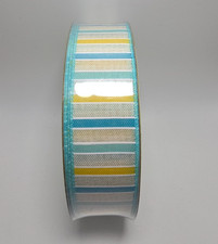 Members Mark Premium Wired Edge Ribbon 1.5 Inch Striped Blue Yellow