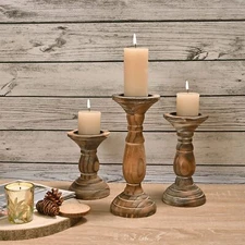 Pillar Candle Holder Set of 3, Farmhouse Decor Living Room Tall Candle Holder...