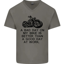 T-shirt da uomo A Bad Day on My Bike Biker scollo a V cotone