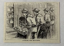 1878 small magazine engraving ~ PACKING MATCHES ~ Cuba