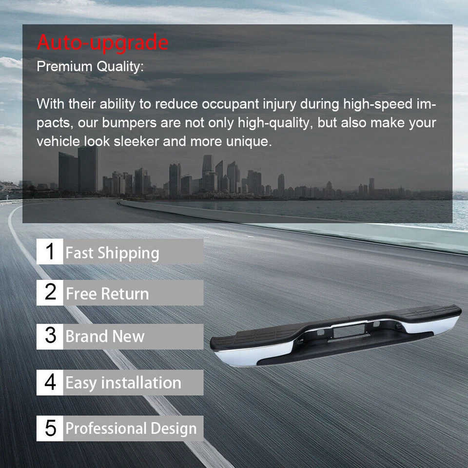 Parachoques trasero de acero inoxidable cromado para Chevy Silverado Sierra 1500 99-06 Foto 4 de 4