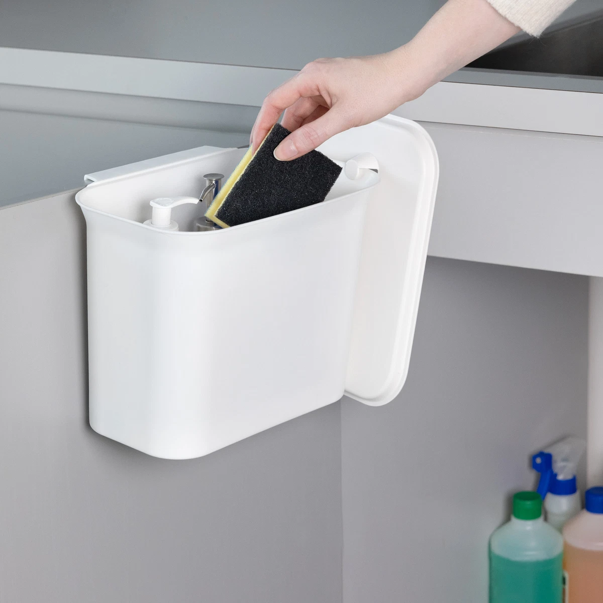 Cubos de basura para colgar 2x cubo colgante con tapa para puerta
