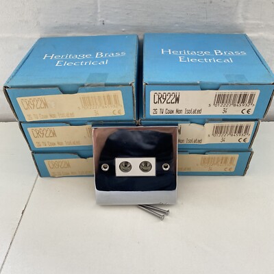 5 X TV KOAX 2G UNISOLIERT CHROM WANDPLATTE RESTPOSTEN SILBER