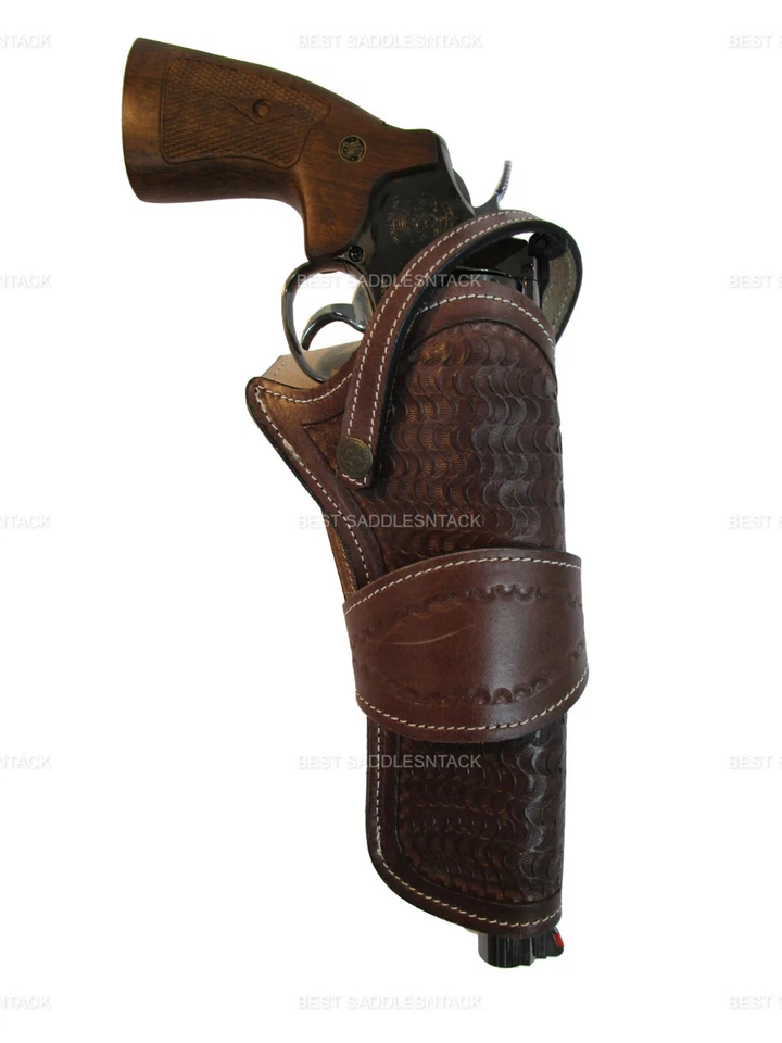 Leather Holster Long Barrel Revolver Uni Fit Tooled S&W Heritage Taurus Colt - Image 4 of 4