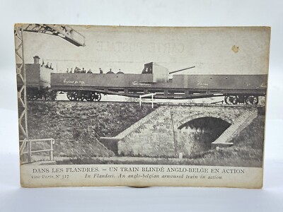 WW1 Anglo-Belgian Armoured Train In Action In Flanders Postcard