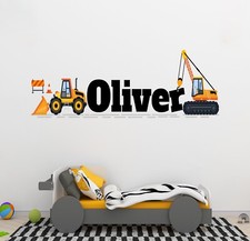 Custom Construction Truck Wall Decals for Boys Nursery Peel Stick Road Stickers