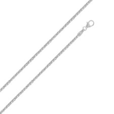 14K White Gold Chain 1.5mm Hollow Square Wheat Chain Necklace