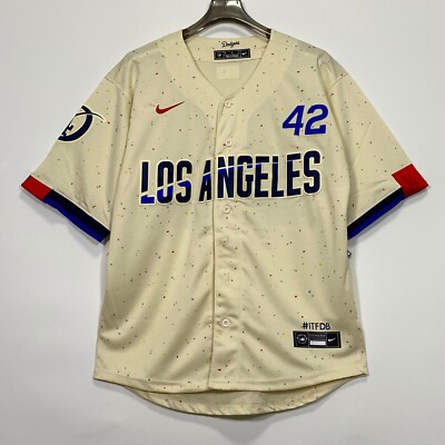 Jackie Robinson #42 Baseball Jersey, Embroidered, Off-White