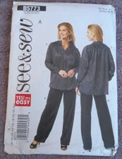 Butterick Pattern B5773 Ms EZ SEE & SEW  Button Front Shirt~Pull-on Pants 8- 24