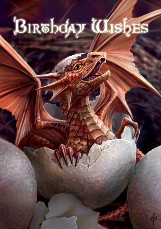 Geburtstagskarte Von Anne Stokes – Motiv „Brombeeren Mit Drachen“, Aus Recyceltem Material