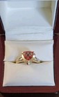  14k INDIA Stamped: Rusty Pink Gemstone W/2 Tested Diamonds; Sz 7 Ring 4.03grams — photo 5