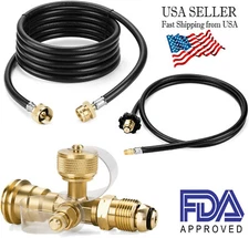 New Upgraded Propane Brass Tee Adapter Kit 4-Port Propane Brass Tee 5FT & 12FT