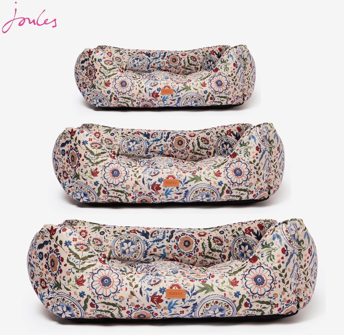 JOULES FESTIVAL FLORAL BOX DOG BED PUPPY BED NON SLIP BASE SLEEP