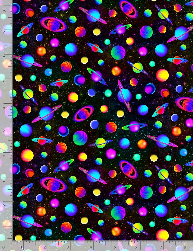 Space Fabric Mini Planet Stars Digital Cotton Timeless Treasures CD8883 By Yard