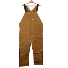 Vtg Big Smith Brown Canvas Red Quilted Lined Winter Overalls Coveralls 44x32