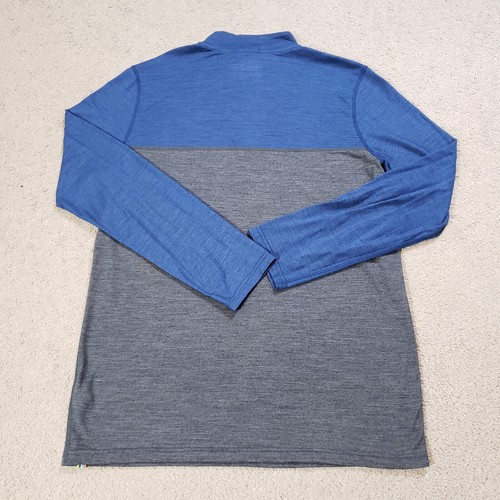 Smartwool Merino Sport 150 Mens M Gray Blue 1/4 Zip Pullover Outdoor Hiking - Picture 3 of 12
