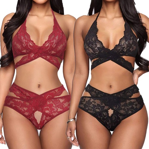 Sexy Women's Lingerie Lace Bra Panty Outfits Chemise Sleepwear Underwear Sets US - 第 1/32 張圖片