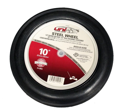 10x1.75 Unifit Steel Wheel w / Rib Tread - 1/2 "Center Hole - Parte # 74-2015 - Imagen 2 de 3