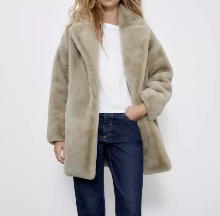Zara beige hotsell fur coat