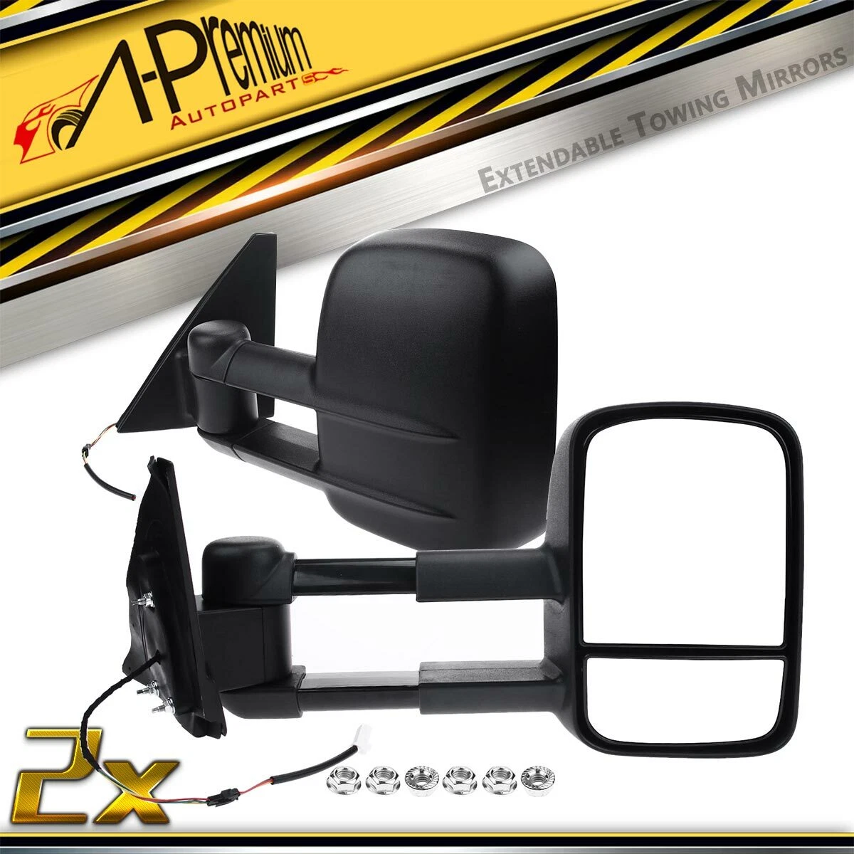 Front Black Extendable Towing Mirrors for Mitsubishi Pajero NM NP