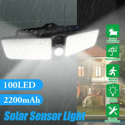 VALUEBUY BATTERY 100 LED Dual Security Detector Solar Spot Light Motion Sensor Outdoor Floodlight