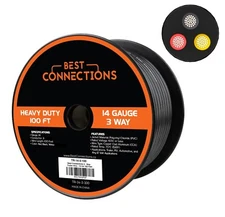 BEST CONNECTIONS 14 Gauge 3 Way Trailer Wire Durable, Weatherproof, Color-Coded