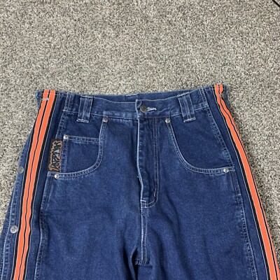 Macgear Tearaway Jeans Mens 30x32 Punk Rave Baggy Snap Sides Hip