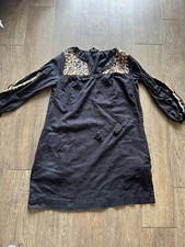 Madewell Womens Tunic Dress Multicolor Floral Tie Slit 3/4 Sleeve Embroidered S