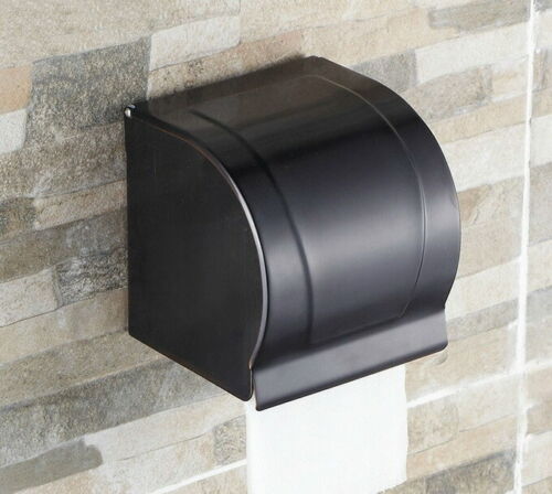 Black Oil Rubbed Brass Bathroom Wall Mounted Toilet Paper Roll Holder Box 2ba302 - Afbeelding 1 van 6