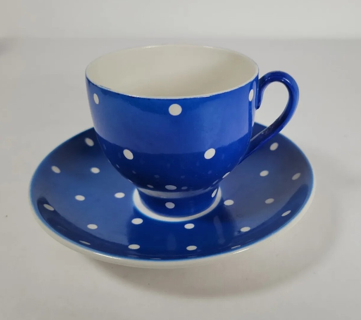 Gefle/UpsalaEkeby*ATLANTICA*・* Upsala Ekeby Gefle Tea Cup And Saucer Aminita Blue White