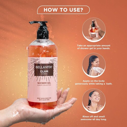 Bella Vita Luxury Glam Woman Body Wash Refreshing Shower Gel - 500ML - Picture 7 of 7