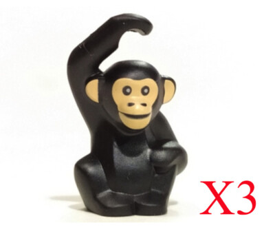 Lego Black Chimpanzee with Light Flesh Face Animal Minifigure Lot