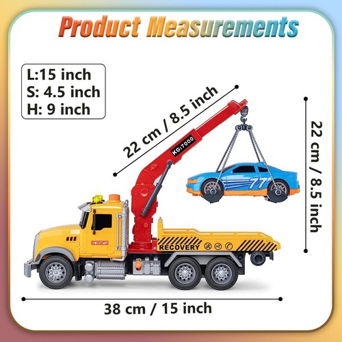 Kids Rescue Tow Truck Wrecker Toy Sound Crane With Recovery Lift Cars Hook Games - Picture 6 of 11