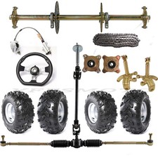 32" Go Kart Rear Live Axle Kit Spindle Sprocket Hub Brake Assembly for Drift ATV