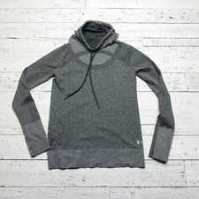 Under Armour Threadborne Top Womens Small Gray Long Sleeve Cowl Neck Fitted